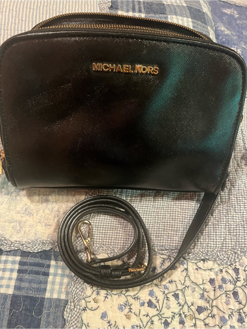 MICHAEL KORS Black Saffiano Leather Crossbody Bag